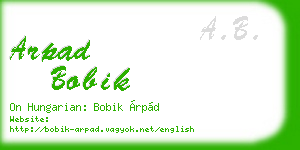 arpad bobik business card